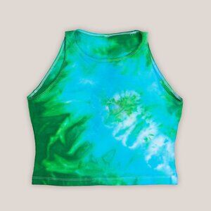 Baja Beach Tie Dye Crop Top in Green + Teal Hand Dyed Shirt by Akasha Sun
